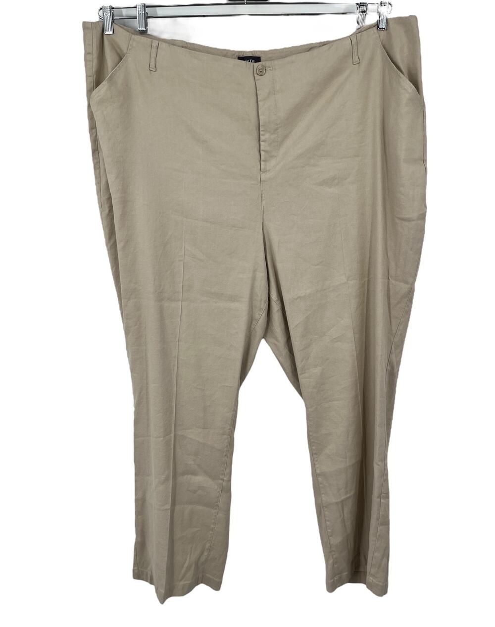 NYDJ pants beige linen Marilyn stretch linen trousers size 28W